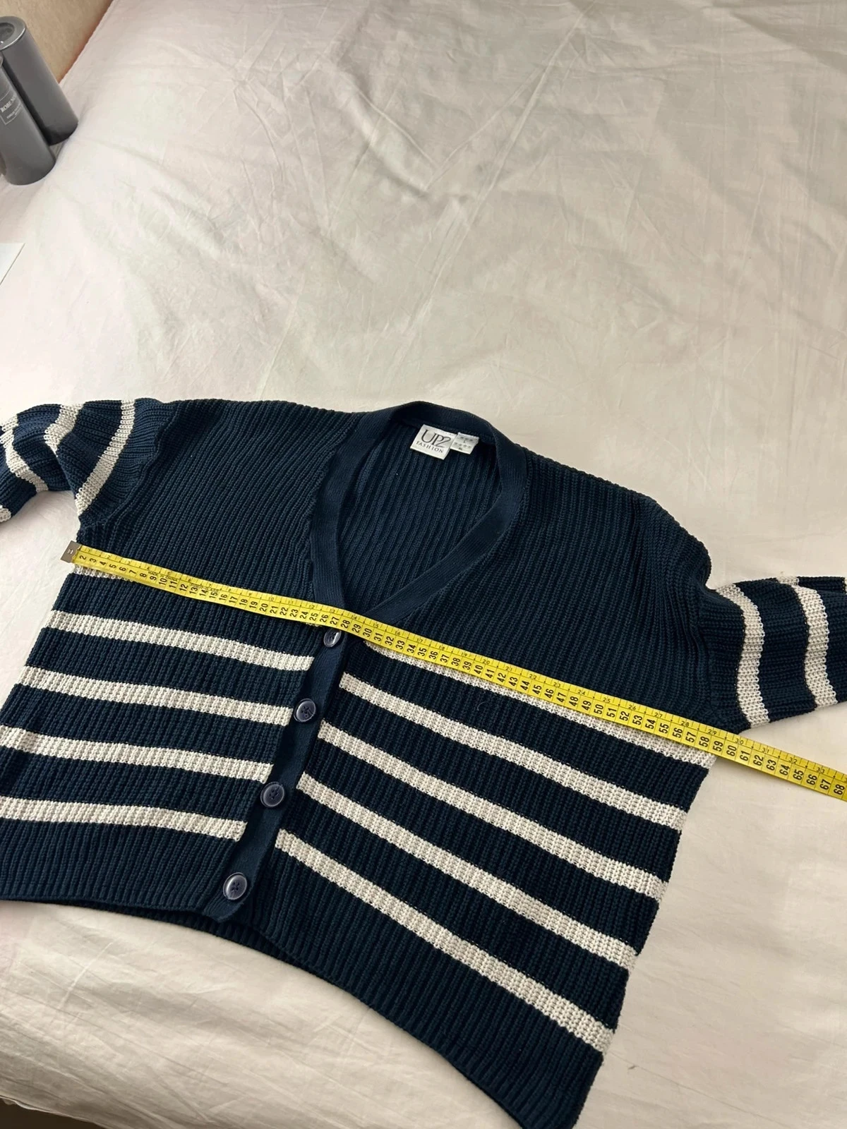 Chaqueta de cardigán azul marino con rayas blancas UP2FASHION – photo 6